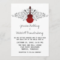 Invitación a la boda de guitarra de Red Swirls