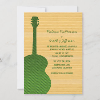 Invitación a la boda de guitarra del país verde