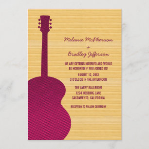 Invitación a la boda de guitarra en países rosados