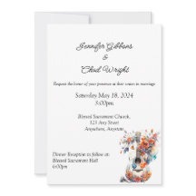 Invitación a la boda de guitarra floral, 5x7"