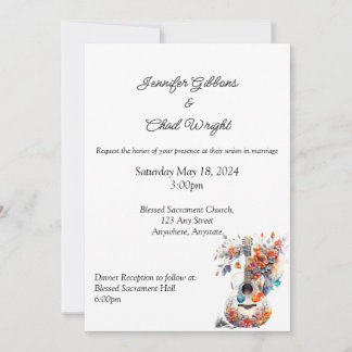 Invitación a la boda de guitarra floral, 5x7"