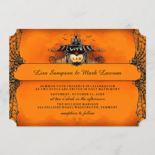 Invitación a la boda de Halloween - Amor negro y N