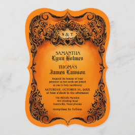 Invitación a la boda de Halloween - Borde negro y 