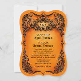 Invitación a la boda de Halloween - Borde negro y