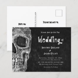 Invitación a la boda de Halloween con cabeza de cr