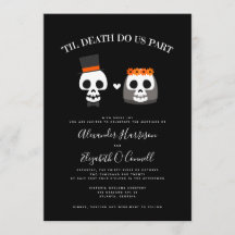 Invitación a la boda de Halloween con los calavera