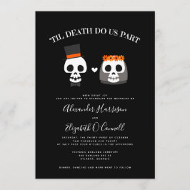 Invitación a la boda de Halloween con los calavera