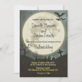 Invitación a la boda de Halloween con luna, cement