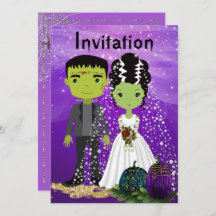 Invitación a la boda de Halloween con novia