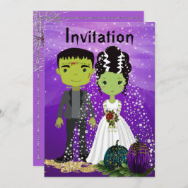 Invitación a la boda de Halloween con novia