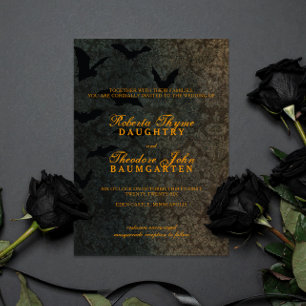 Invitación a la boda de Halloween de Dark Damask