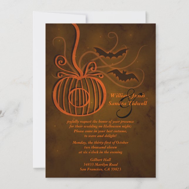 Invitación a la boda de Halloween de la jaula de c (Anverso)