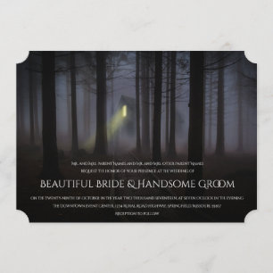 Invitación a la boda de Halloween en casa embrujad