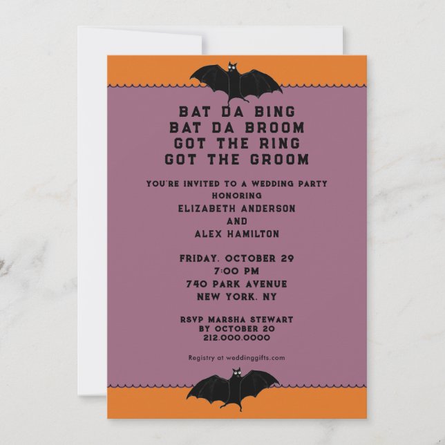 Invitación a la boda de Halloween en la ducha (Anverso)