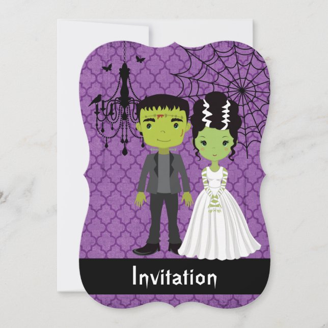 Invitación a la boda de Halloween Novia de Franken (Anverso)