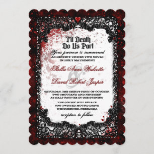 Invitación a la boda de Halloween salpicada de san