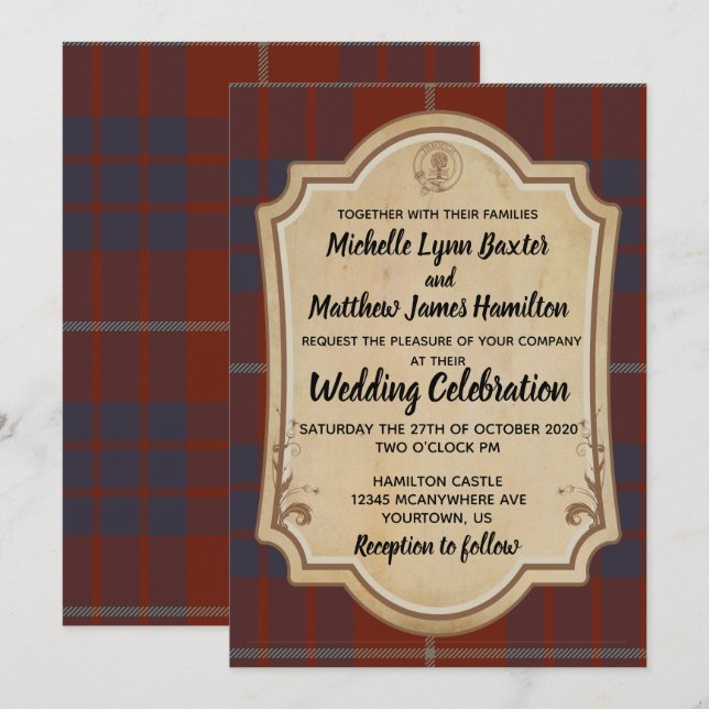 Invitación a la boda de Hamilton Tartan (Anverso / Reverso)