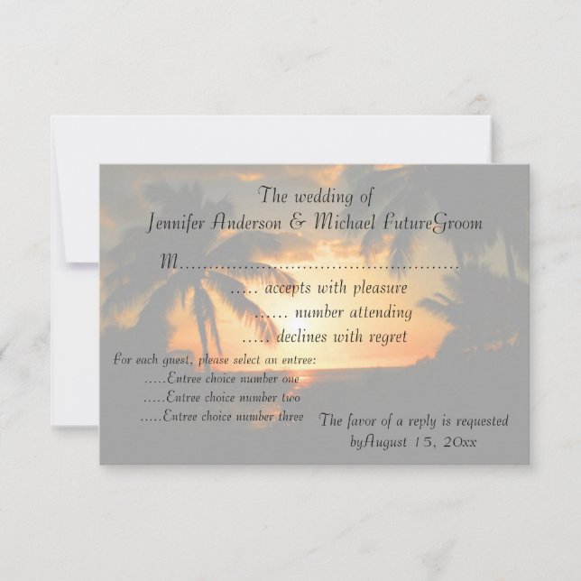 Invitación a la boda de Hawaiian Sunset RSVP (Anverso)