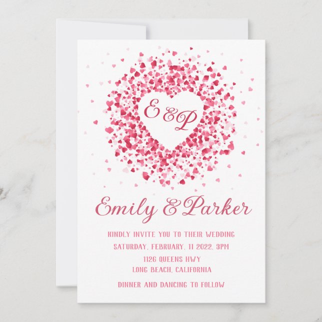 Invitación a la boda de Heart Wreath Valentine (Anverso)