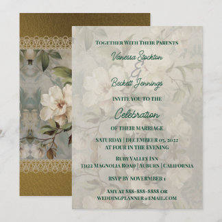 Invitación a la boda de Heirloom White Rose