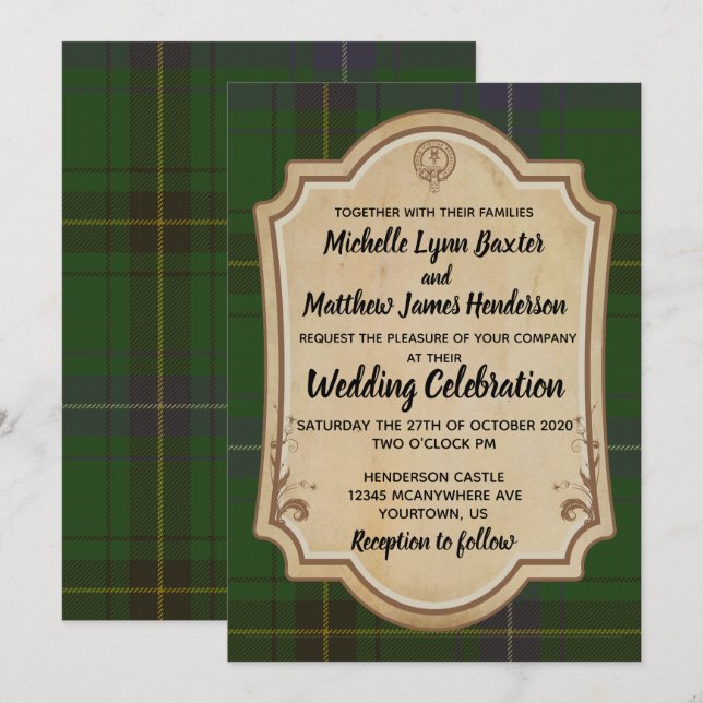 Invitación a la boda de Henderson Tartan (Anverso / Reverso)