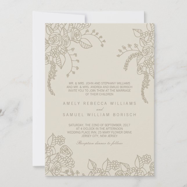 Invitación a la boda de Henna Neutral (Anverso)