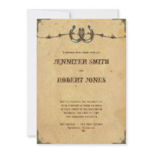 Invitación a la boda de herraduras en un país rúst