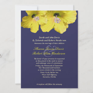 Invitación A La Boda De Hibiscus Amarillo Y Azul