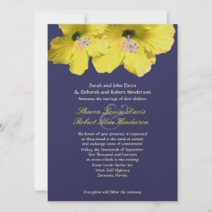 Invitación A La Boda De Hibiscus Amarillo Y Azul