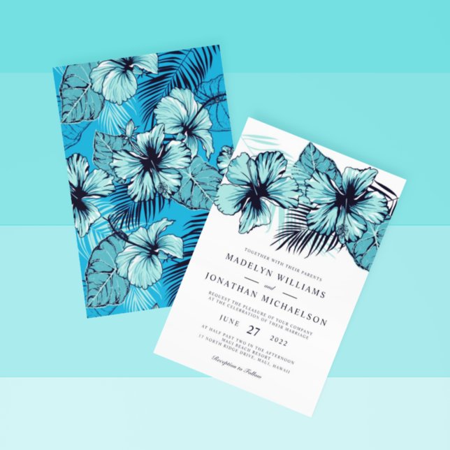 Invitación a la boda de Hibiscus Azul (Subido por el creador)