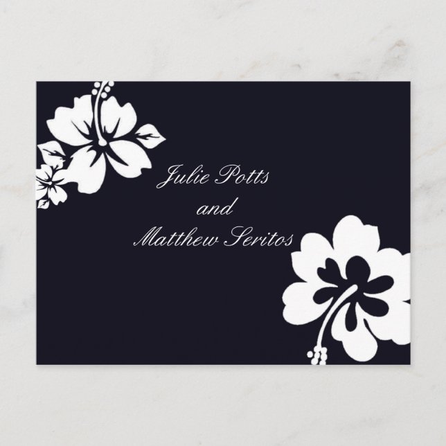 Invitación a la boda de Hibiscus azul oscuro (Anverso)