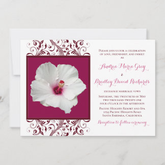 Invitación a la boda de Hibiscus Blanco