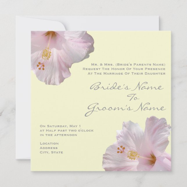 Invitación a la boda de Hibiscus Pink Light (Anverso)