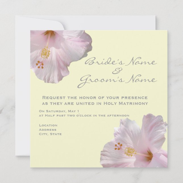 Invitación a la boda de Hibiscus Pink Light (Anverso)
