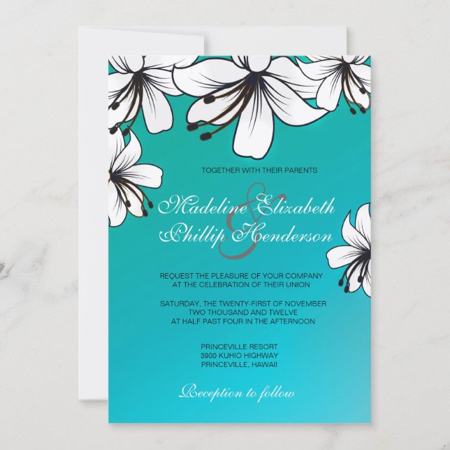 Invitación a la boda de Hibiscus-White (Anverso)