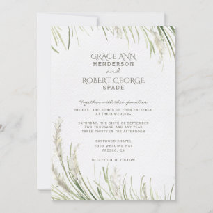Invitación a la boda de hierba acuarela Pampas