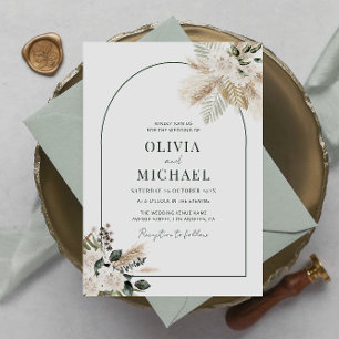 invitación a la boda de hierba de arco moderno