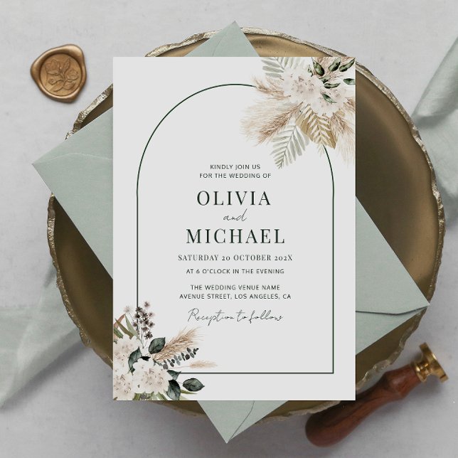 invitación a la boda de hierba de arco moderno (Subido por el creador)