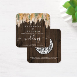 Invitación a la boda de hierba de pampas de madera