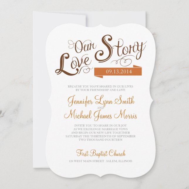 Invitación a la boda de historias de amor (Anverso)