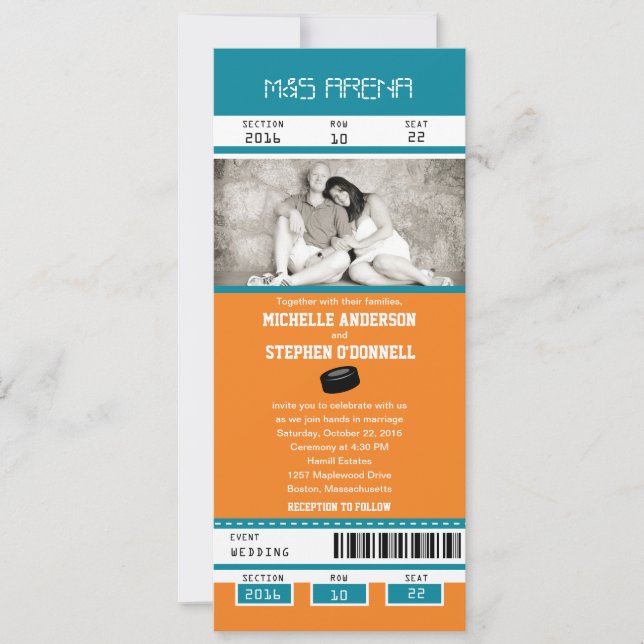 Invitación a la boda de hockey sobre césped verde  (Anverso)