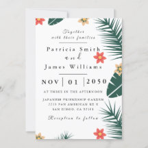 Invitación a la boda de hoja de coco
