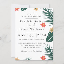 Invitación a la boda de hoja de coco