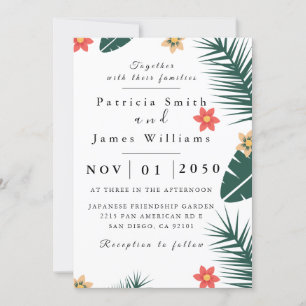 Invitación a la boda de hoja de coco