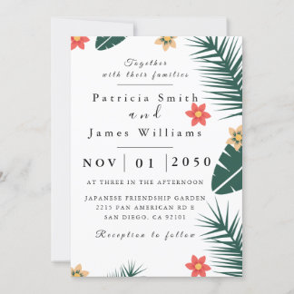 Invitación a la boda de hoja de coco