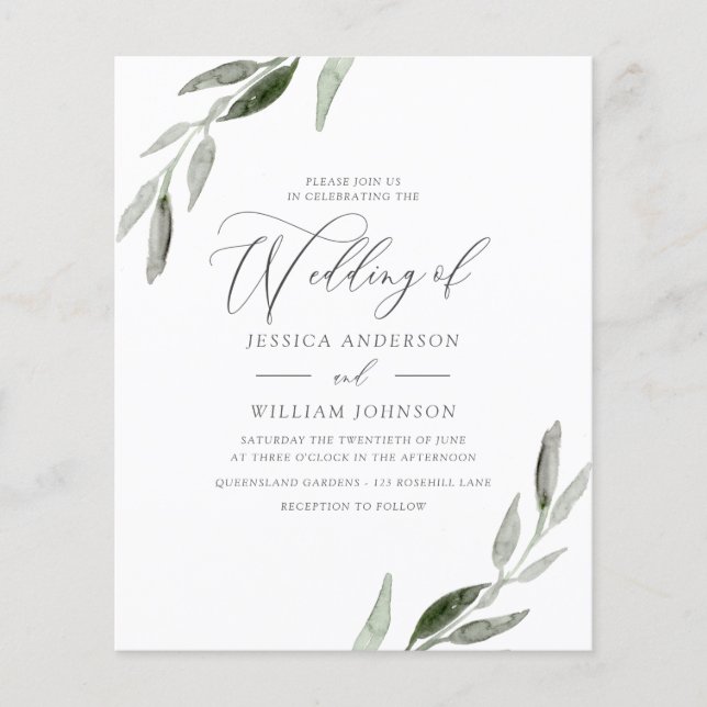 Invitación a la boda de hoja elegante y amigable c (Anverso)