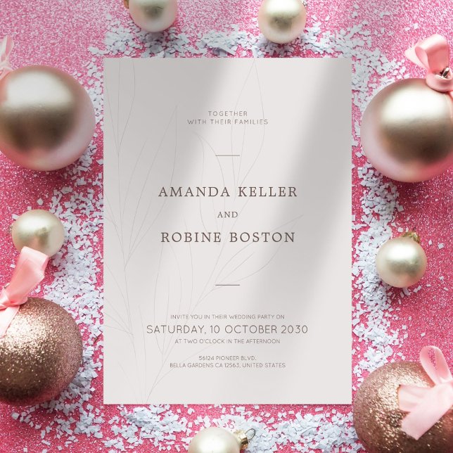 Invitación a la boda de hoja minimalista (Subido por el creador)