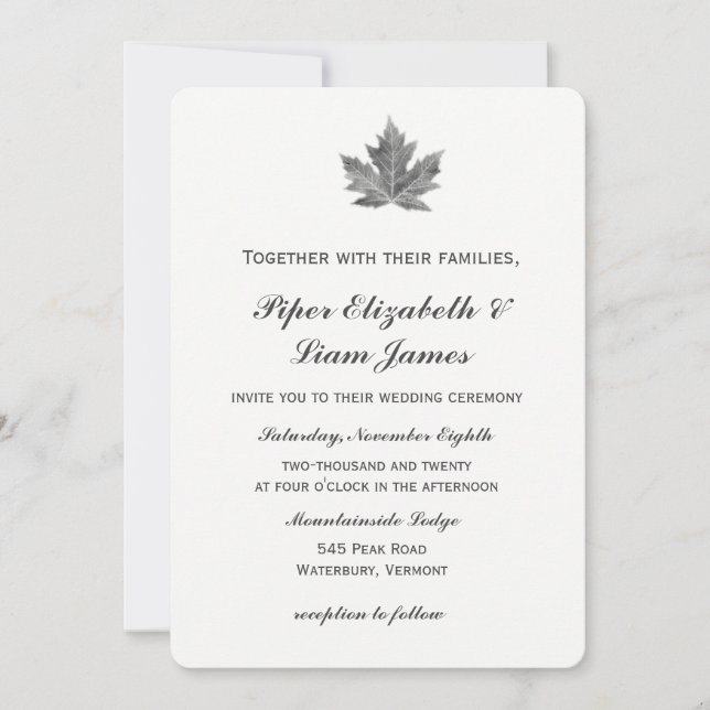 Invitación a la boda de hojas de arce (Anverso)