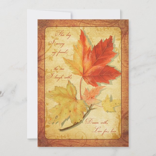 Invitación a la boda de hojas de arce de otoño (Anverso)