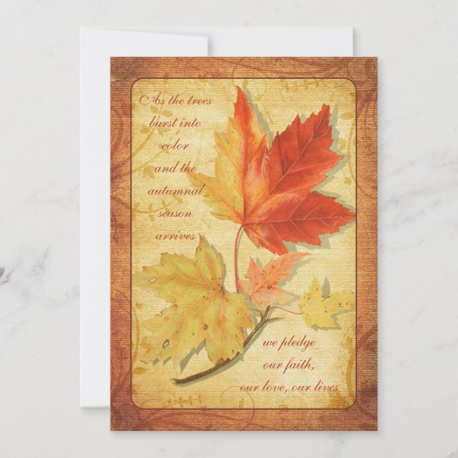 Invitación a la boda de hojas de arce de otoño ver (Anverso)